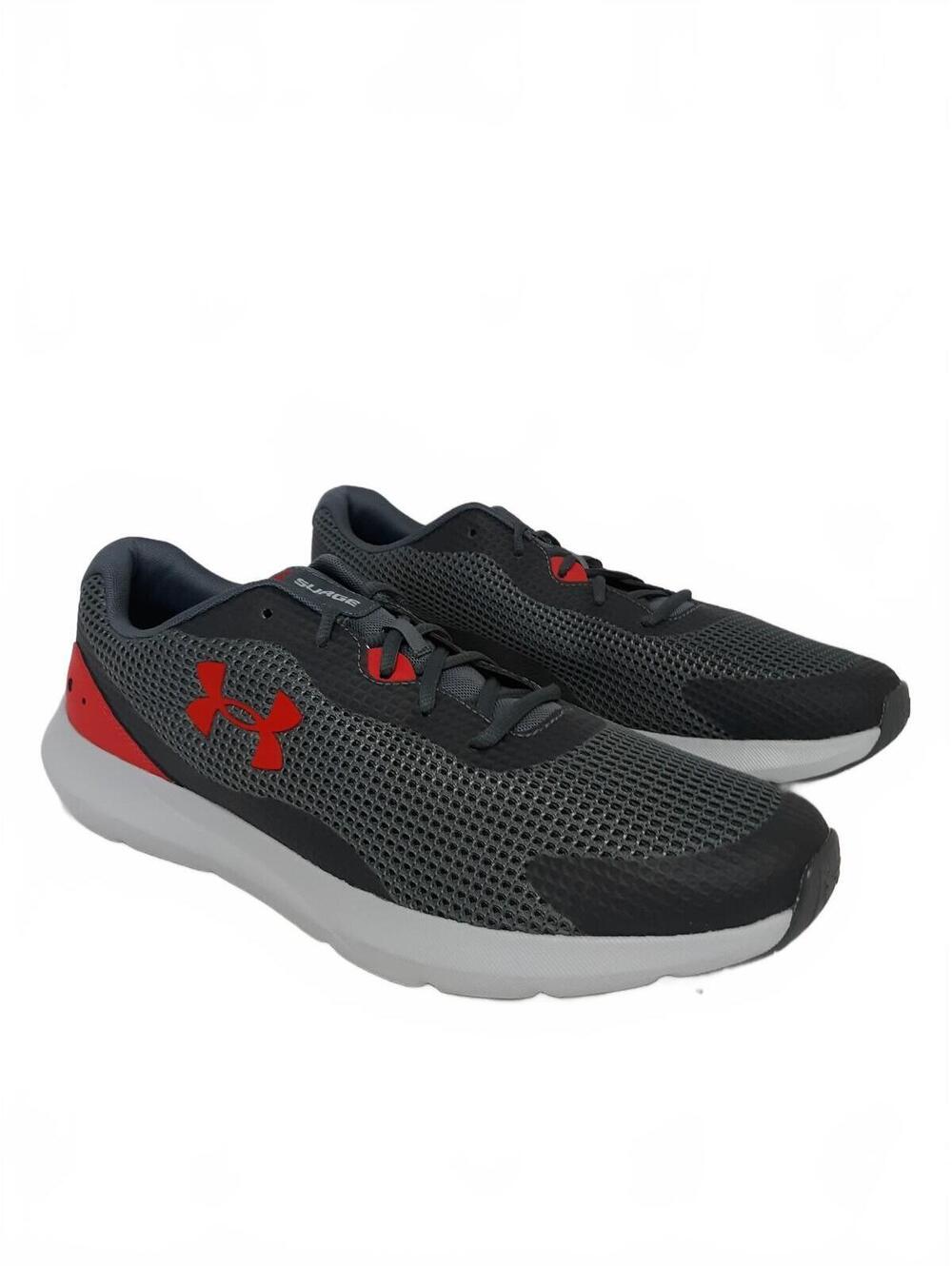 Under Armour Surge 3 Men's Running Shoes Size 14 M Pitch Gray Red Sneaker